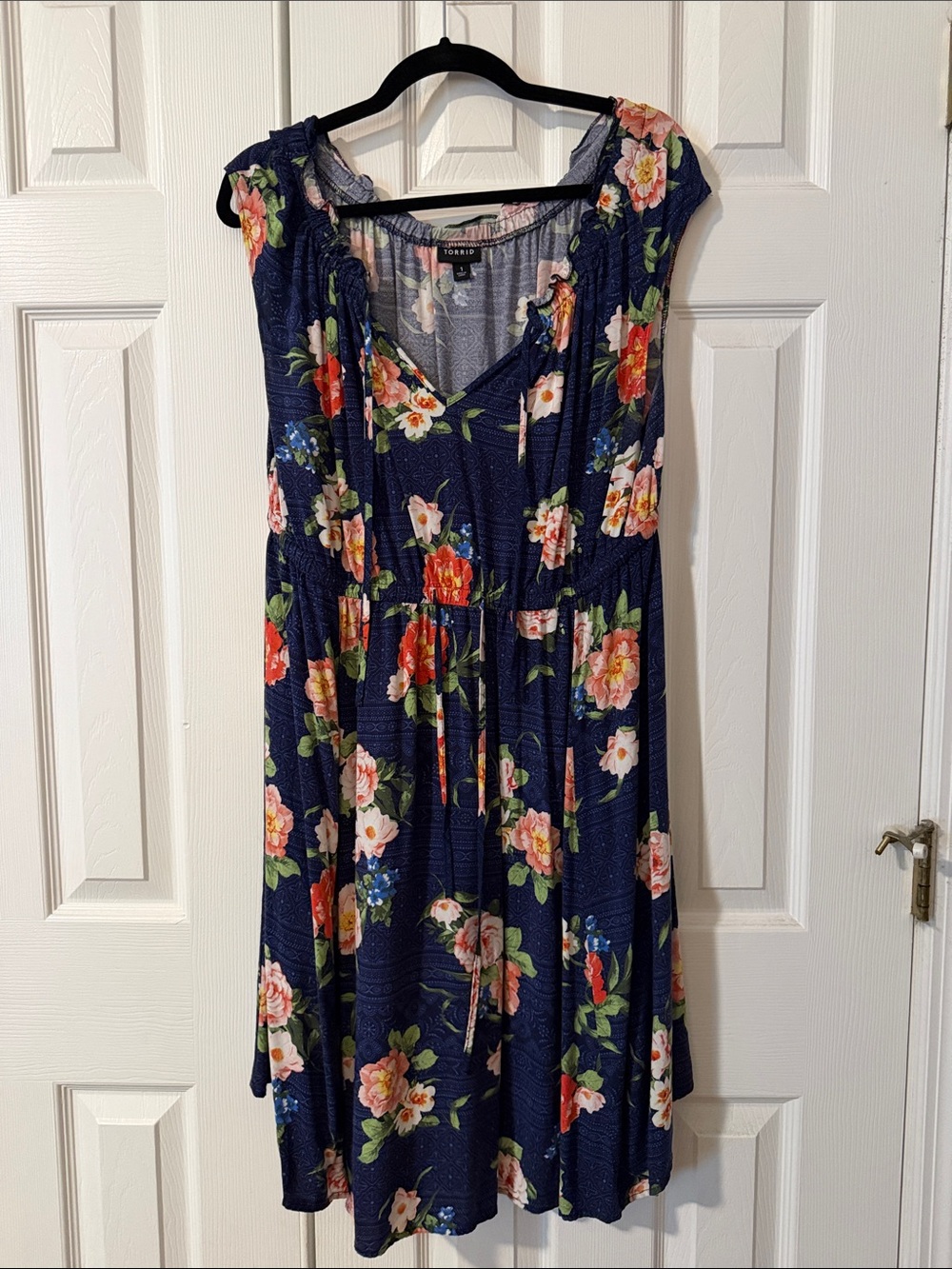 torrid Navy Floral Midi Dress with V-Neck